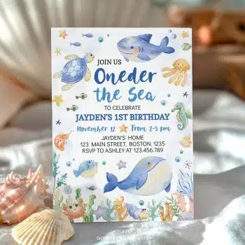 Oneder The Sea First Birthday Invitation