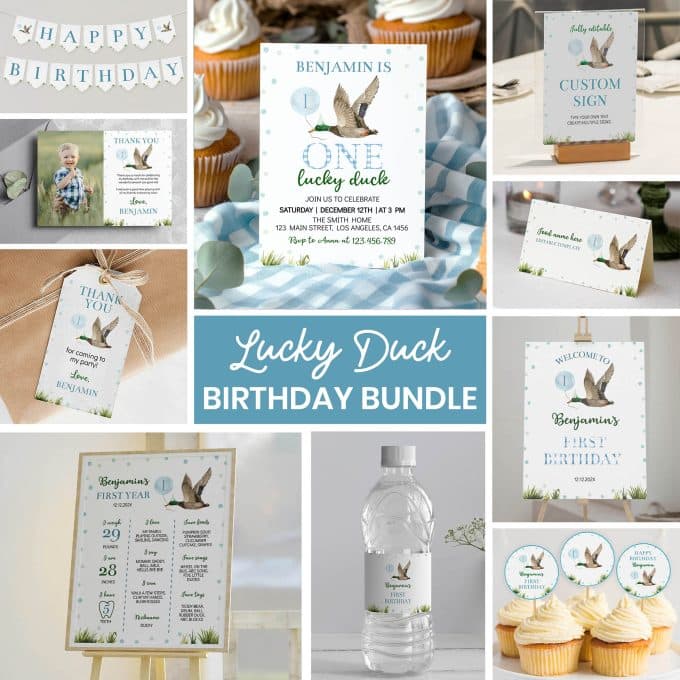 One Lucky Duck Birthday Invitation Bundle