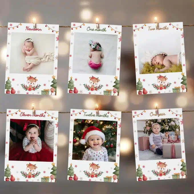 Christmas Reindeer Birthday Monthly Photo Banner - Image 2