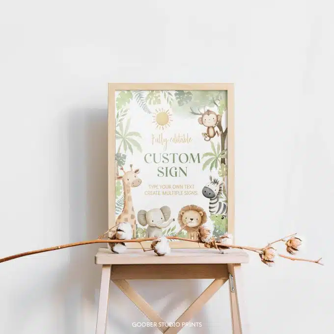 Safari Wild One Birthday Custom Sign - Image 3