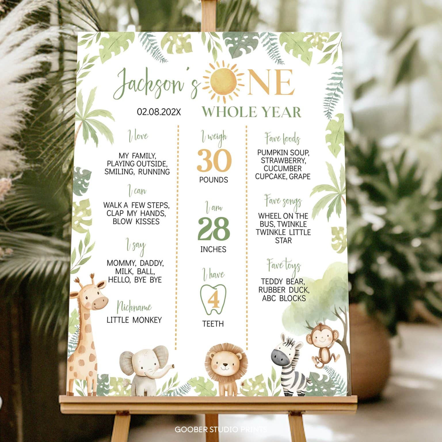 Safari Wild One Birthday Invitation - Goober Studio Prints