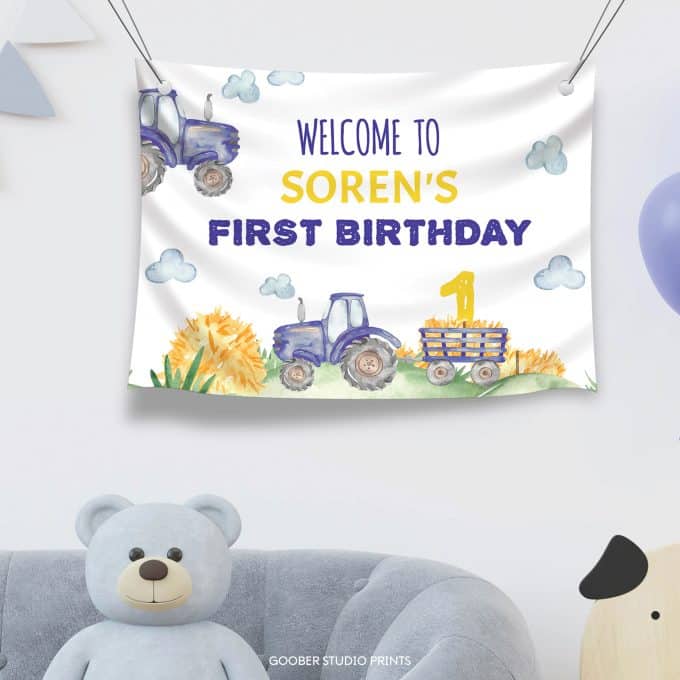 Tractor Birthday Party Backdrop