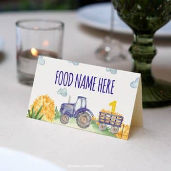 Tractor Birthday Party Food Tent Cards