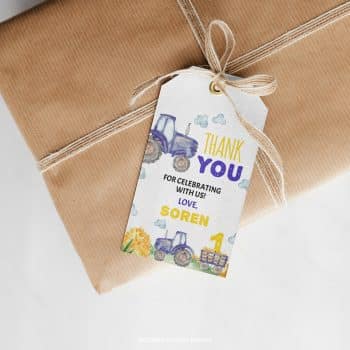 Tractor Birthday Party Thank You Tag