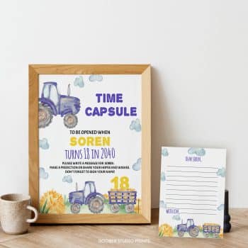 Tractor Birthday Time Capsule Sign & Card