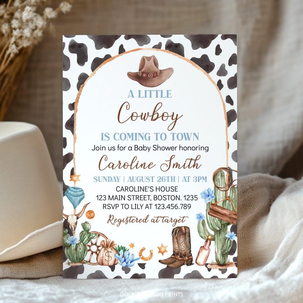 Cowboy Baby Shower Invitation - Goober Studio Prints, image size:1024x1024