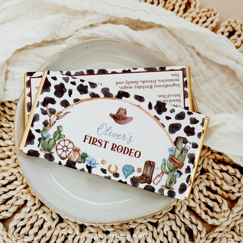 First Rodeo Birthday Chocolate Bar Wrappers - Goober Studio Prints