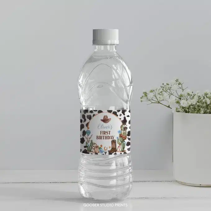 First Rodeo Birthday Water Bottle Label