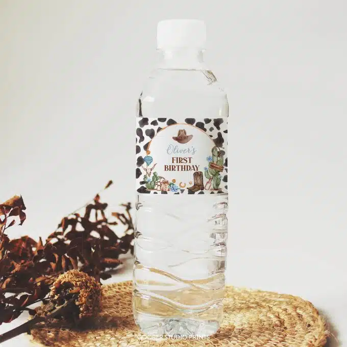 First Rodeo Birthday Water Bottle Label - Image 3