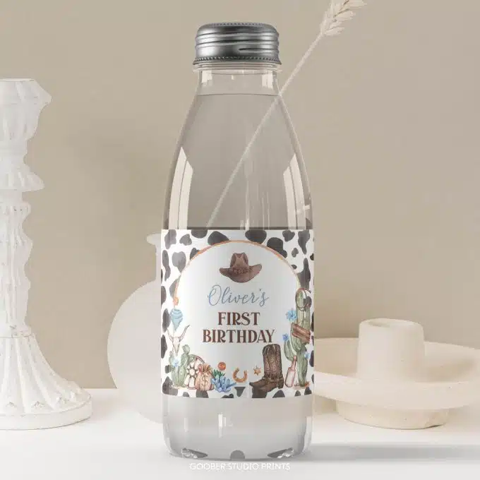 First Rodeo Birthday Water Bottle Label - Image 2