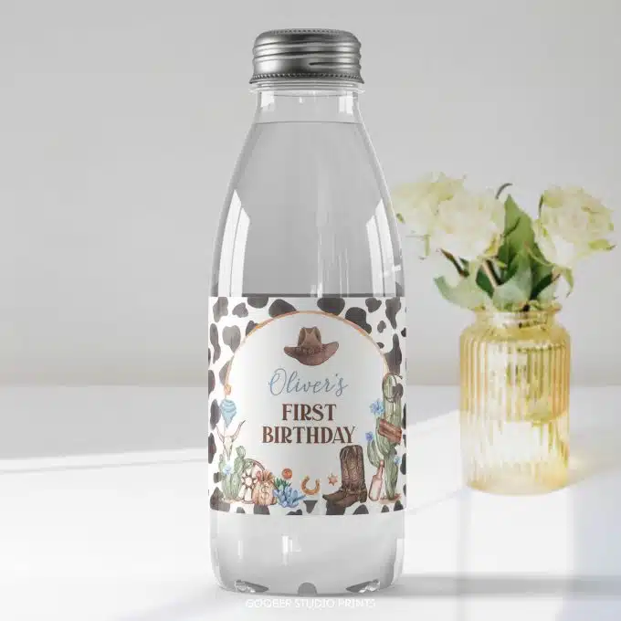 First Rodeo Birthday Water Bottle Label - Image 4