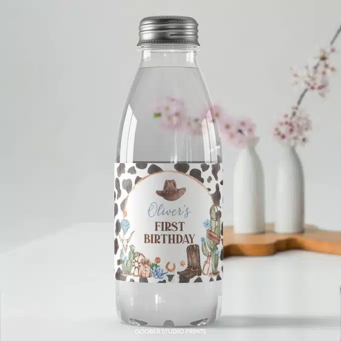 First Rodeo Birthday Water Bottle Label - Image 7