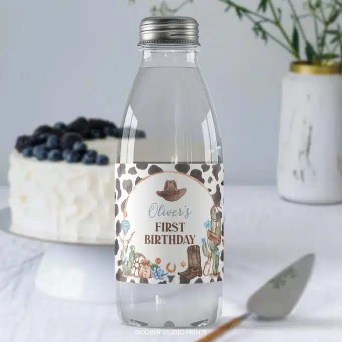 First Rodeo Birthday Water Bottle Label - Image 8