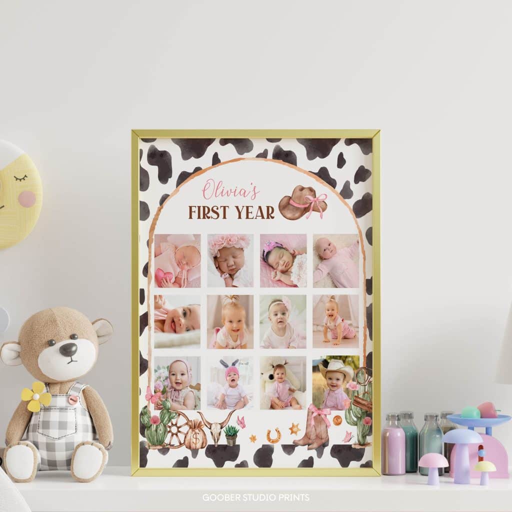 First Rodeo Birthday Milestone Photo Collage - Goober Studio Prints