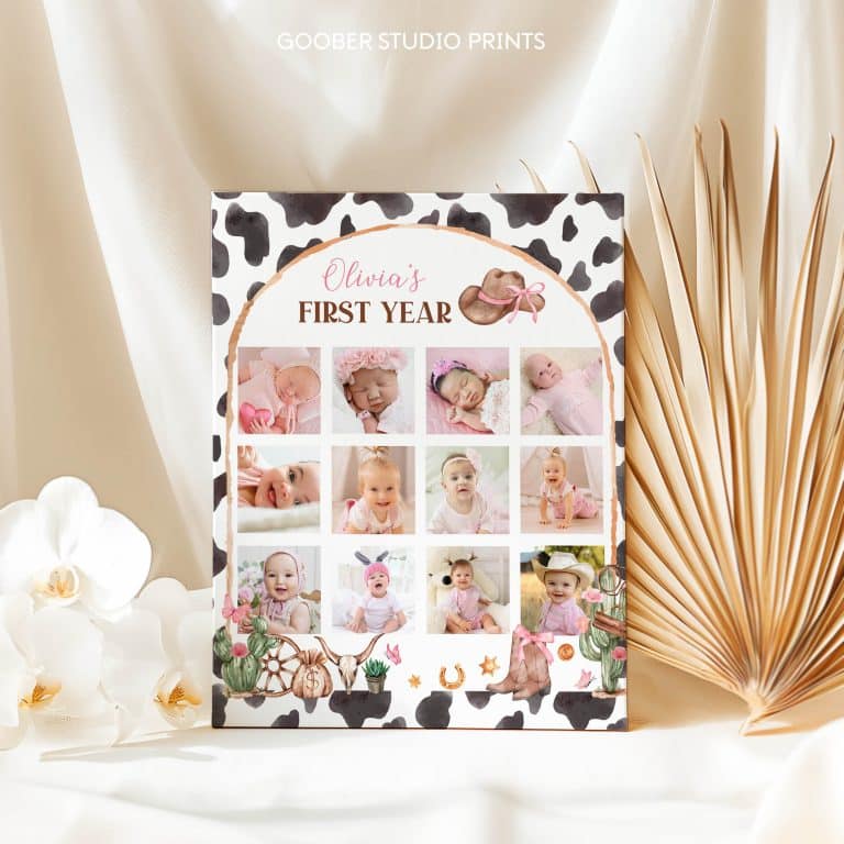 First Rodeo Birthday Milestone Photo Collage - Goober Studio Prints