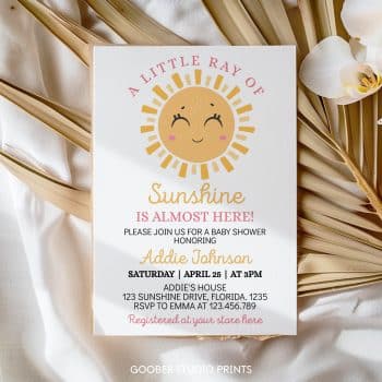 Sunshine Baby Shower Invitation