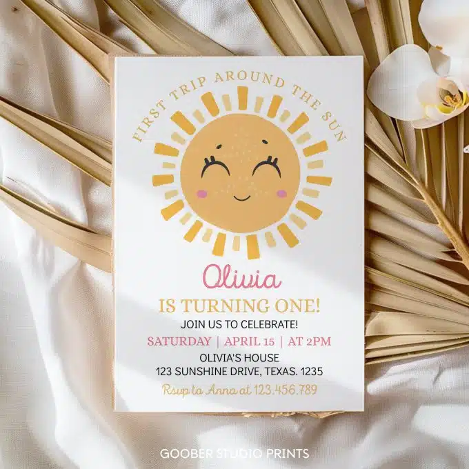 First Trip Around The Sun Birthday Invitation