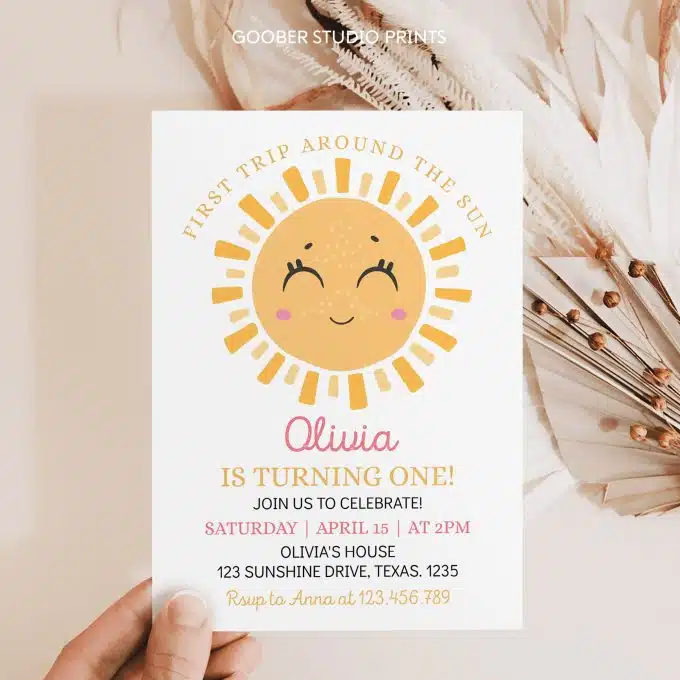 First Trip Around The Sun Birthday Invitation - Image 3