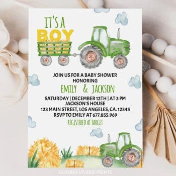 Tractor Baby Shower Invitation