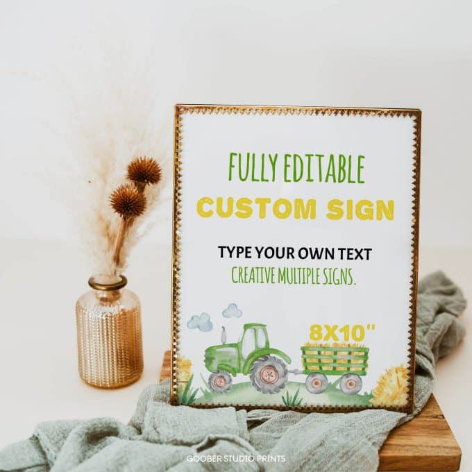 Tractor Birthday Party Custom Sign