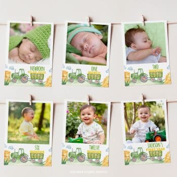 Tractor Birthday Party Monthly Photo Banner