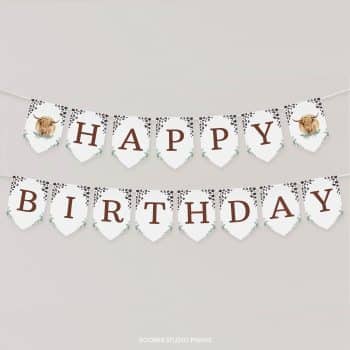 Highland Cow Birthday Banner