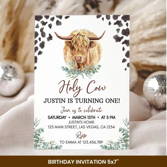 Highland Cow Birthday Invitation Bundle - Image 2