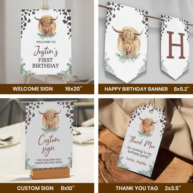 Highland Cow Birthday Invitation Bundle - Image 3