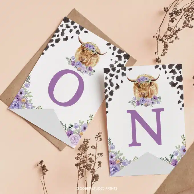 Highland Cow Birthday Highchair Banner - Image 3