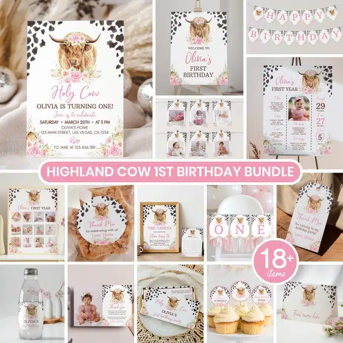 Highland Cow Birthday Party Bundle