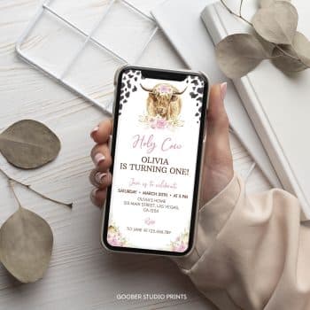 Highland Cow Birthday Party Evite