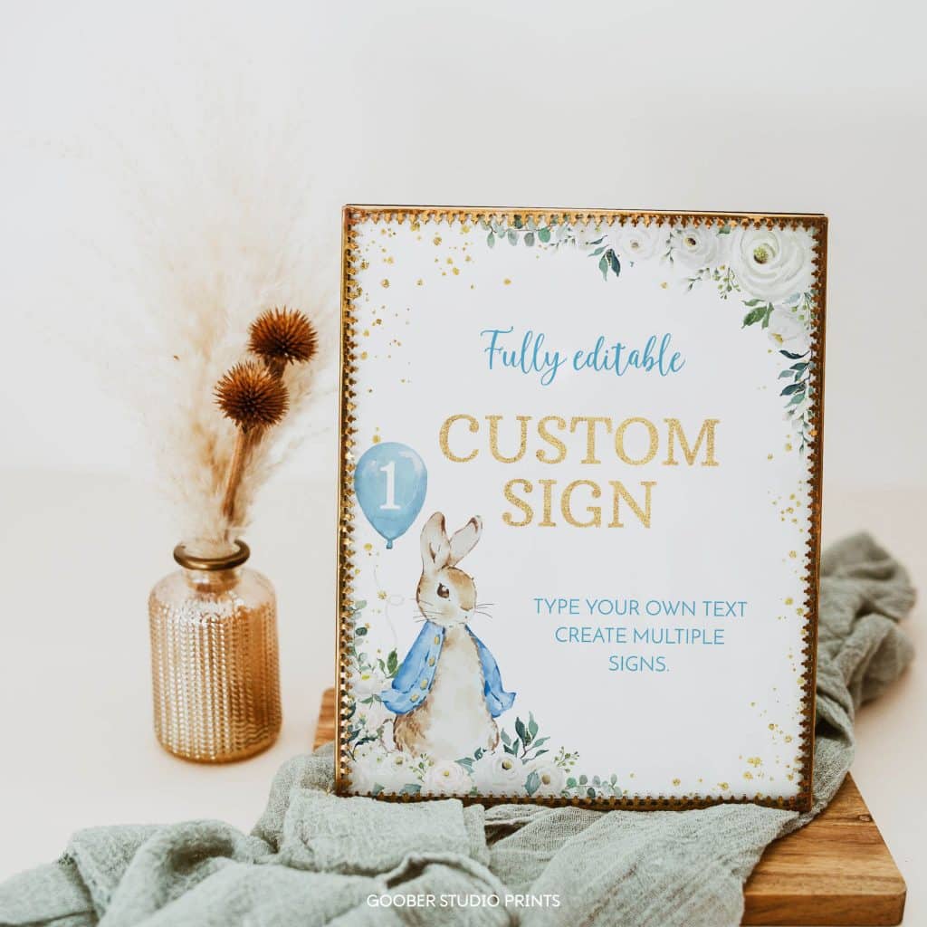 Sign Post Peter Rabbit Peter Rabbit Birthday Custom Table Sign - Goober Studio Prints