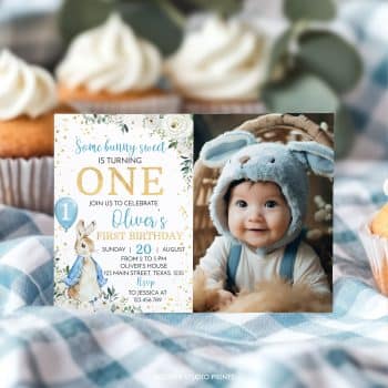 Peter Rabbit Birthday Photo Invitation