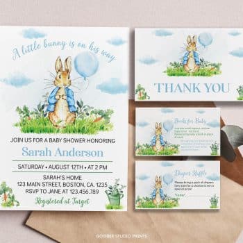 Peter Rabbit Baby Shower Invitation Set