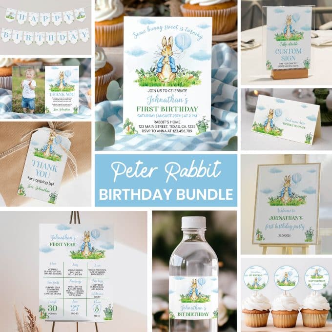 Peter Rabbit Birthday Invitation Bundle