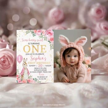 Peter Rabbit Birthday Photo Invitation