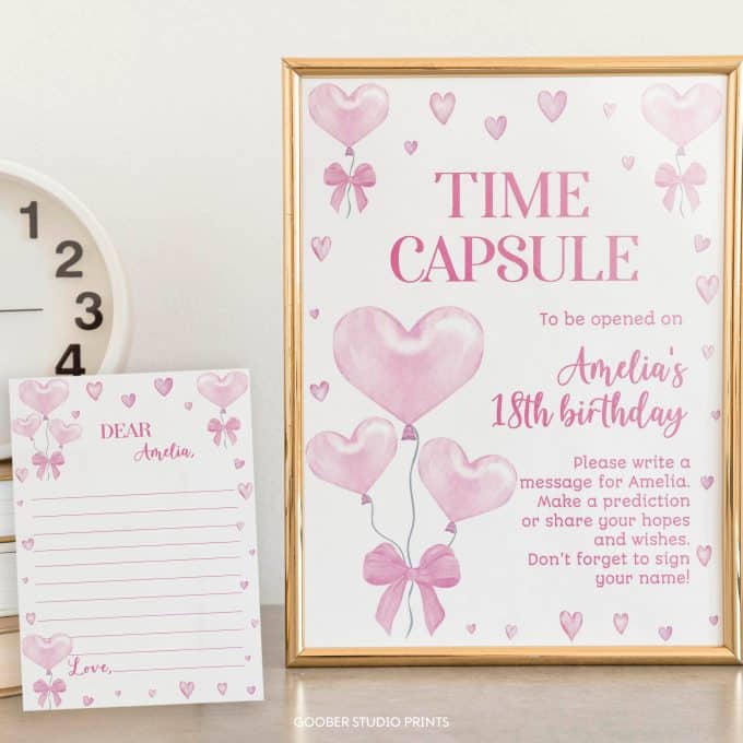 Sweetheart Birthday Time Capsule Sign & Card