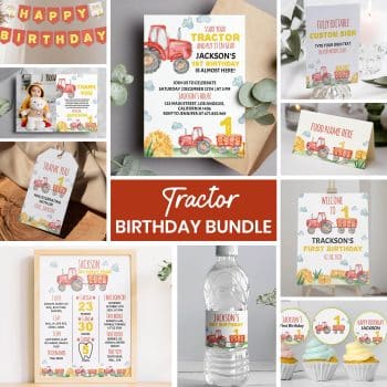 Tractor Birthday Party Invitation Bundle