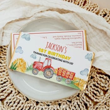 Tractor Birthday Party Chocolate Bar Wrappers