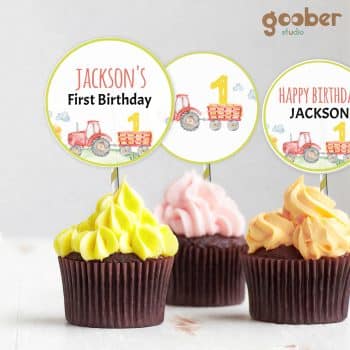 Tractor Birthday Party Cupcake Toppers