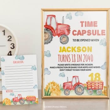 Tractor Birthday Time Capsule Sign & Card