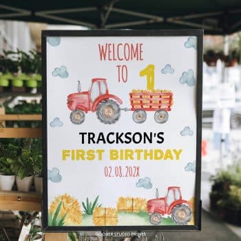 Tractor Birthday Party Welcome Sign