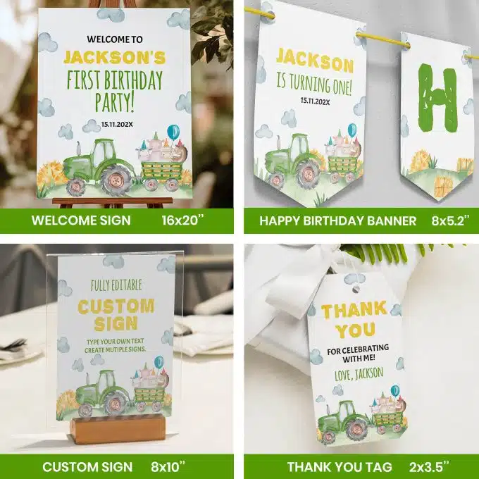 Tractor Birthday Party Invitation Bundle - Image 3