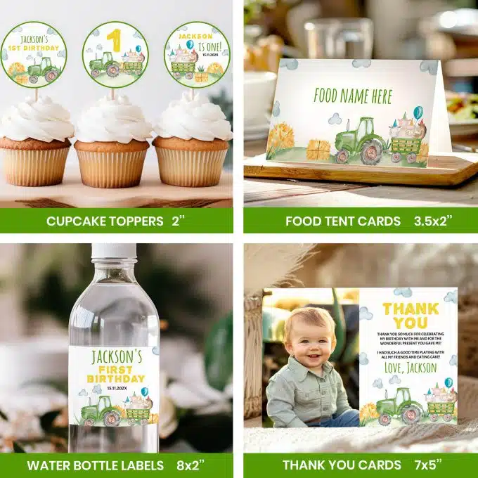 Tractor Birthday Party Invitation Bundle - Image 4