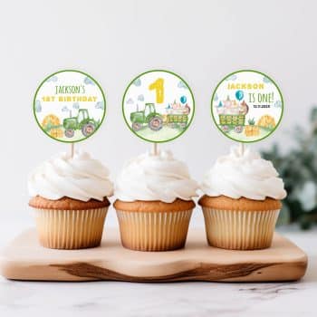 Tractor Birthday Party Cupcake Toppers