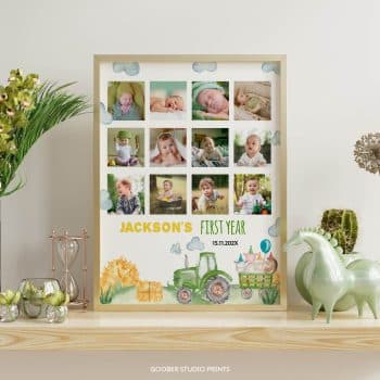 Tractor Birthday Milestone Photo Collage