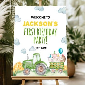 Tractor Birthday Party Welcome Sign