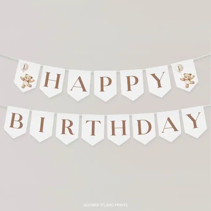 Beary First Birthday Banner
