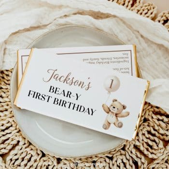 Beary First Birthday Chocolate Bar Wrappers