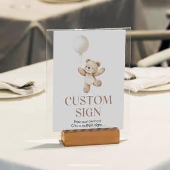 Beary First Birthday Custom Table Sign